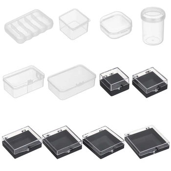 1 бр. квадратна пластмасова кутия за съхранение, Контейнер за бижута, Прозрачна квадратна кутия, Калъф-органайзер, за Опаковане на бижута, Колиета, Обеци