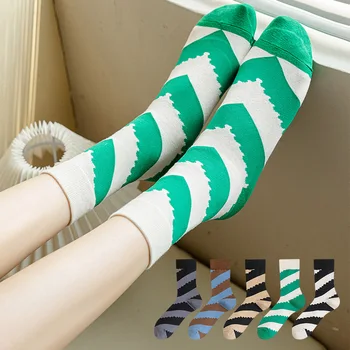 1 чифт/Пролетно-Летни Чорапи в привлече диагонал ивица, Чорапи известни Личности, корейски Стил колеж, Ins Tide, Доставка Чорапи