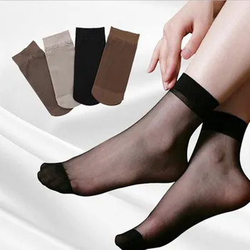 10 чифта летни женски къси чорапи от кожа, модерен дамски тънки прозрачни копринени чорапи за момичета, гладка нескользящие подходящи чорапи