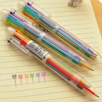 2 бр./лот, 6 в 1, бонбони, 6 цвята химикалка химикалка, писалка за рисуване, 0,5 mm, канцеларски материали, сладки химикалки, мультяшные химикалки, писалки