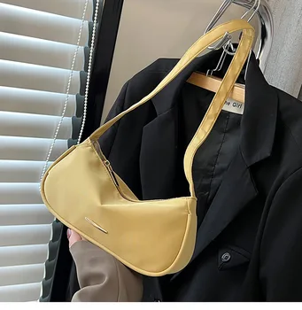2022 Нова дамска мини чанта през рамо, однотонная чанта-месинджър с цип, дамски ежедневни пътна чанта през рамо, чанти под мишниците от изкуствена кожа