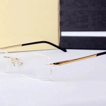 2023 Луксозни маркови ультралегкие рамки за очила без рамки от сплав, мъжки слънчеви очила за късогледство рецепта, бизнес компютърни очила MB0293