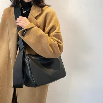 2023 Нови дамски модни чанти, ретро однотонная чанта от изкуствена кожа, ежедневни дамски чанта-скитник голям капацитет