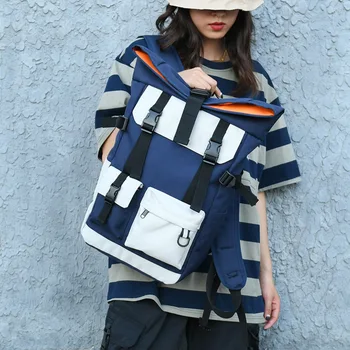 2023 Пътен просторен раница контрастен цвят, ученически чанти за мъже и Жени, японската мода, водоустойчив платно, Mochila