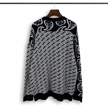 23SS Ретро черно контрастен жаккардовый пуловер Rhude, мъжки И Дамски Ежедневни блузи, Джъстин Бийбър