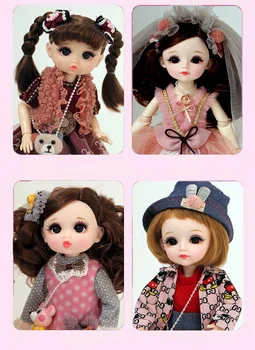 30 см Подвижна шарнирные кукли, Играчки BJD Момиче пластмасова кукла се продава с роклята, перуки