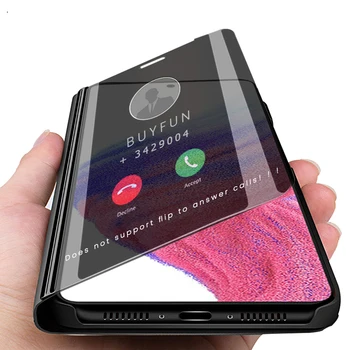 360 ° Smart Mirror Sleep Protective За Samsung Galaxy A03s а a53 5G Калъф PC Флип-Титуляр устойчив на удари Калъф Samsong A 03s 53 A Fundas