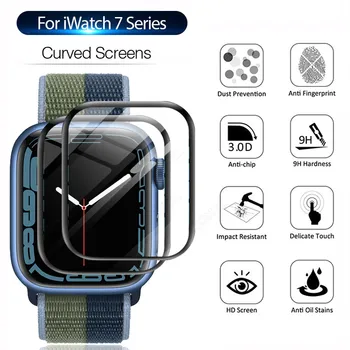 3D Водоустойчив Защитно фолио за дисплея на Apple Watch 7 41 мм, 45 мм, От Темперирано Меко Стъкло За iWatch Series 7 iWatch7 i 7 Watch7