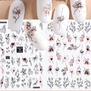 3D Стикери за нокти под формата на цъфтящи листа, Етикети с розови цветя, Лепило плъзгачи, гел-лак, Очарователен дизайн, Набор от Фолио за маникюр, Аксесоари За нокти