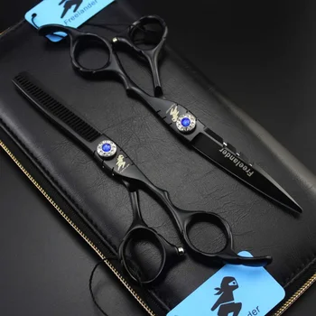 6,0 Цолови черни фризьорски ножици за подстригване на Коса Филировочные Ножици Професионални Ножици за коса Tijeras Peluquero