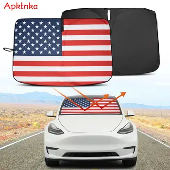 APKTNKA Американски Флаг на САЩ предното Предното Стъкло на Колата на сенника на Предното Стъкло на Капака Козирка За Tesla, Модел S 3 X Y Козирка Аксесоари