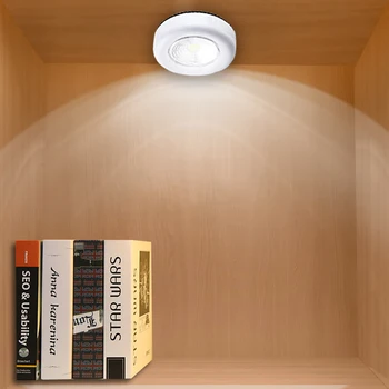 COB led нощна светлина, захранван с батерии, безжичен през цялата Сензорен лампа за шкафа, монтиран на стената лампа за кухня, нощен крадец лампа