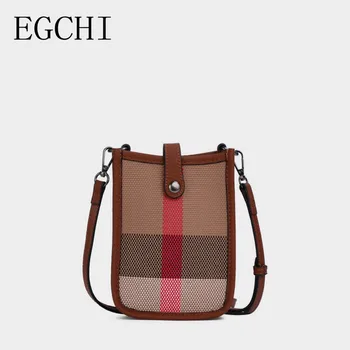 EGCHI Mini Ежедневни холщовая чанта за телефон 2023, Нова дамски решетчатая луксозна Малка Чанта През рамо, Моден тренд, Дизайнерска чанта за през Рамо