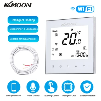 KKmoon Цифров външен WiFi термостат за системи за електрическо отопление, сензор за въздуха в пода, регулатор на температурата в помещението