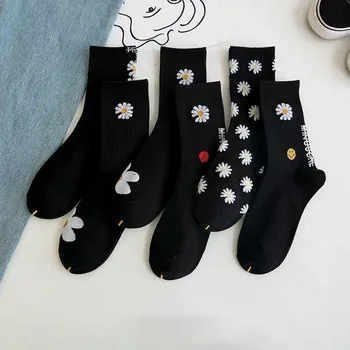 Kpop G-Dragon Удобни Меки Универсални Чорапи INS В Стил Унисекс, Трендови Популярни Чорапи GD в тон, със Средна Дължина, Чифт Чорапи с Цветя, Домашни Дрехи