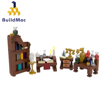 MOC Средновековна експериментална работилница Лаборатория Набор от градивни Блокове Бутилка С елексир Тухли Алхимикът Играчки За Деца, Детски подаръци