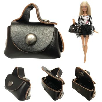 NK най-новите мини чанта за ежедневно ръчно изработени дрехи за момичета, кукла ръчно изработени, черна модни сладко чанта за аксесоари на куклата Барби 002A 6X