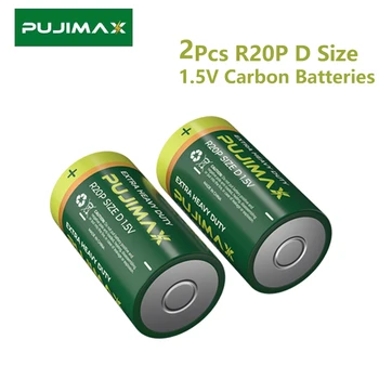 PUJIMAX Carbon Supper Тежкотоварни Суха Основната Батерия 2 елемента R20P D Размер 1,5 На Батерии за Газови Печки Електронен Орган Фенерче