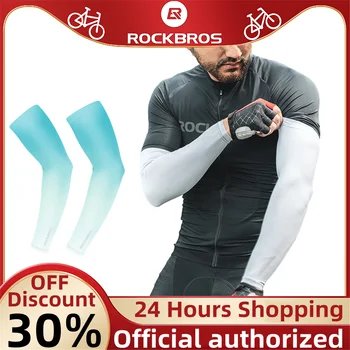 ROCKBROS, слънчеви ръкави, защита от ултравиолетови лъчи, ледена коприна, мъжки и женски armlets, летни дишащи велосипедни ръкави