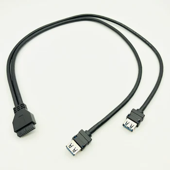 USB 3.0 20Pin Кабел за предния панел USB3.0 Хъб USB 3.0 Двоен USB 3.0 Конектор на дънната платка на 20-Пинов хедър Кабел-адаптер