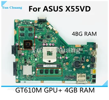 X55VD дънна Платка За лаптоп Asus X55V X55VD дънна Платка с графичен процесор GT610M 2G/4GB RAM HM76 DDR3 100% Тестова работа