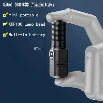 XHP70 Мощен Led Фенерче с 4 Ядра, Вградена Батерия Long Shot Smart Type-c, Акумулаторна Светкавица EDC, Лампа За Къмпинг