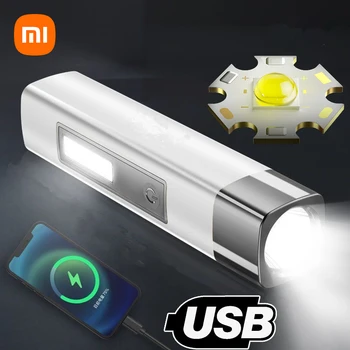 XIAOMI Mini Факел светлини USB за мобилни телефони, акумулаторни, силна светлина, външен фенер прожектор за къмпинг, риболов, туризъм