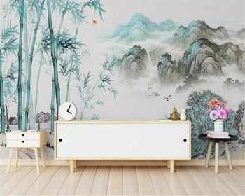 beibehang новите китайски настроение абстрактен пейзаж туш бамбук всекидневна с ултра-копринена тапет фон живопис behang