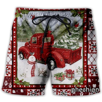 phechion/Нови Мъжки/Дамски Ежедневни Панталони с Шарени Коледен Камион и 3D Принтом, Модни Градинска Дрехи, Мъжки Свободни Спортни Шорти A270