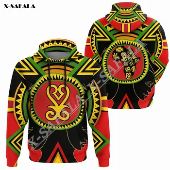 Африканска Култура Adinkra Symbols Sankofa 3D Принт Hoody с Цип, С Качулка Мъжки Пуловер Hoody С Качулка Джърси Спортни Костюми, Връхни Дрехи, Палто