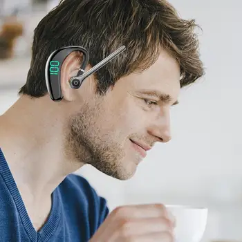 Безжична слушалка хендсфри, нови бизнес слушалки Blue-зъб V 5.3, безжично хендсфри слушалки с зарядно кабел, спортни слушалки
