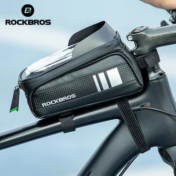 Велосипедна чанта ROCKBROS, водоустойчив мотор чанта със сензорен екран, горната част на предната тръбна рамка, пътна велосипедна чанта МТБ, калъф за телефон, аксесоари за велосипед