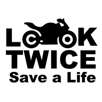 Виж на два пъти Спаси Живота Мотоциклу, Кола, Камион, Стикер На Прозореца, автоаксесоари, Мотоциклети Каска, Автомобилен Стайлинг, Автомобили Стикер