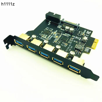 Високата PCI-E-USB 3.0 с 19-пинов 5-пристанищен конектор PCI Express адаптер за разширителни карти, SATA конектор 15Pin от cd-диск с драйвери за настолни КОМПЮТРИ