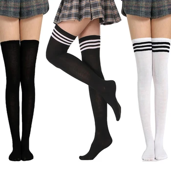 Високи чорапи на райета, дамски Секси Дълги чорапи, дамски чорапогащи над коляното, найлонови дамски гети