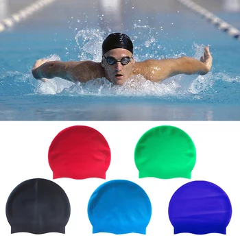 Възрастни шапки за плуване, мъже, жени, дълга коса, водоустойчив шапка за басейна, защита на ушите, силикон, Лесно надеваемая шапка за плуване, шапки за гмуркане