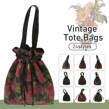 Дамска елегантна чанта на китката с завязками, реколта чанта-тоут от коприна тутового цвят, ретро-портфейл, чанта за ключове и телефон, чанта