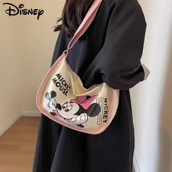 Дамска чанта с принтом Мики и Мини маус от анимационен филм на Дисни, Нова корейска модерна луксозна студентски холщовая чанта, лятна сладко чанта