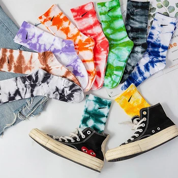 Дамски памучни чорапи-тръбички, баскетболни чорапи в уличном спортен стил, новости есента и зимата, дебели чорапи-тръба със средна дължина, с завязками