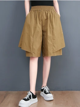 Дамски панталони 2023 Летни Нови Модни ежедневни панталони с нередовни ръчен шев, Удобни Свободни Широки капри, градинска дрехи за жени