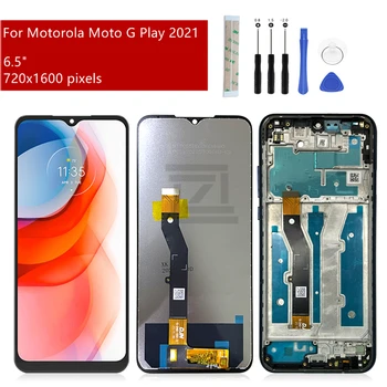 За Motorola Moto G Play 2021 LCD Сензорен дисплей, Дигитайзер, Сглобени С Рамка XT2093, Резервни Части за Ремонт на Дисплея