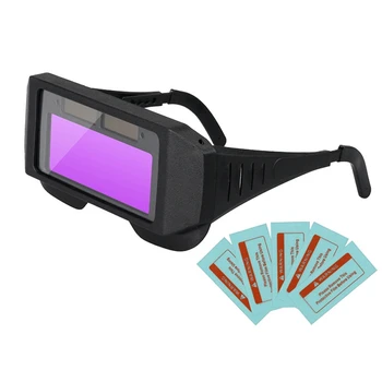 Заваряване каска с LCD дисплей с автоматично затъмняване на слънчева батерия, Очила-маска, Предпазни Очила за окото капачка за заварчици, Защитни очила за машини, маска за запояване