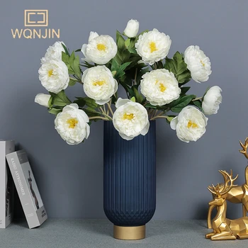 Изкуствени цветя, големи Бели божури, имитация на цветя, Сватбени букети изкуствени цветя, Декорация за всекидневната, цветя