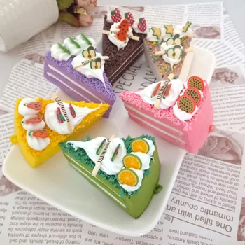 Имитация на плодова торта, Модел хляб, подпори за фотография на храна, изкуствен триъгълник, за нарязване на тортата, детски играчки, витрина на магазин за торти