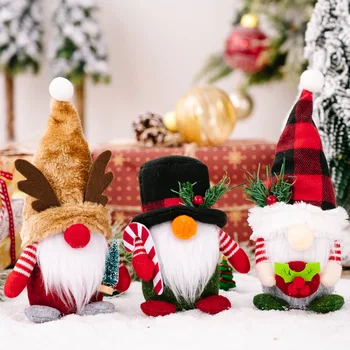 Коледна Решетчатая Шапка Горски Старецът Безлични Куклен Джудже Подаръци, Коледни украси За Дома Оленьи Рога Джудже Рудолф Кукла Нова Година 2023
