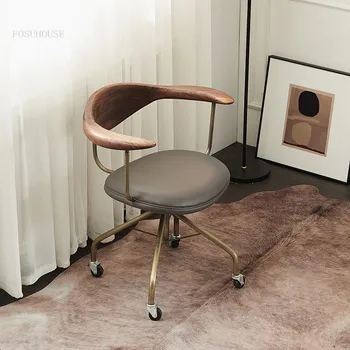 Компютърни столове за представителни спални от масивно дърво Модерен минималистичен Работен Асансьор завъртащо се офис стол ретро дизайнерски стол с облегалка