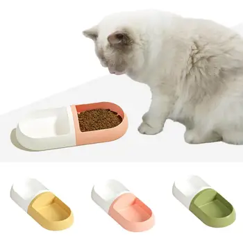 Купа за котешки храна, подходяща по цвят, Подвижна Двойна Купа във формата на капсули за домашни любимци, А за Коте, Храна за котки, Стоки за домашни любимци, Купа за котки