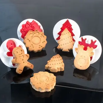 Кутии за бисквити Пластмасови 3D Коледна тема Мультяшная прес-форма за бисквити на Печата за бисквити Кухненски Форма за печене на сладкиши