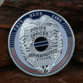 Логото на американската полиция Синята линия на Полицейското управление, Поддръжка и защита на Метални възпоменателна монета