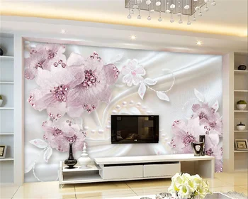 Луксозна мода диамантена цвете 3d бижута хол ТЕЛЕВИЗИЯ фон на стената начало декор на стената тапет papel de parede 3d sala luxo